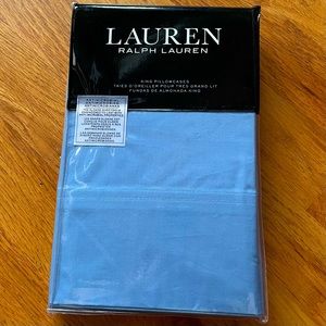 Ralph Lauren SLOANE Two King Pillowcases 100%Cotton Antimicrobial Blue